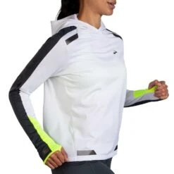 BROOKS Women's Run Visible Thermal Hoodie - White/Asphalt/Nightlife -Elara Wear Shop 221559 134 MV Run Visible Thermal Hoodie