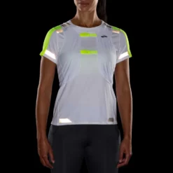 BROOKS Women's Run Visible Convertible Jacket - White/Asphalt/Nightlife -Elara Wear Shop 221560 134 D3 Run Visible Convertible Jacket