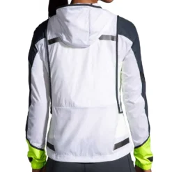 BROOKS Women's Run Visible Convertible Jacket - White/Asphalt/Nightlife -Elara Wear Shop 221560 134 MB Run Visible Convertible Jacket