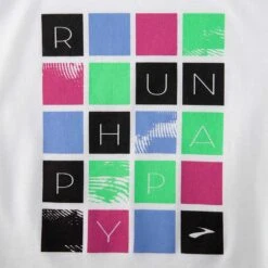 BROOKS Women's Distance Short Sleeve 2.0 - White/RH Mosaic -Elara Wear Shop 221614 176 D1 Distance Short Sleeve 2