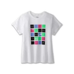 BROOKS Women's Distance Short Sleeve 2.0 - White/RH Mosaic