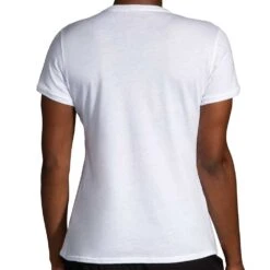 BROOKS Women's Distance Short Sleeve 2.0 - White/RH Mosaic -Elara Wear Shop 221614 176 MB Distance Short Sleeve 2