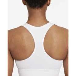 Women's Nike Swoosh Longline Bra Med Padded - White/Black -Elara Wear Shop 5145f347 d49b 4ed7 9626 9db4b2e9ec3a
