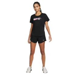 Women's Nike One Dri-Fit Mid Rise 3in Short - Black -Elara Wear Shop AURORA DX6010 010 PHSYM004 2000