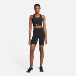 Women's Nike Swoosh Medium-Support Longline Bra - Black/White -Elara Wear Shop CZ4496 010 PHSYM003 2000