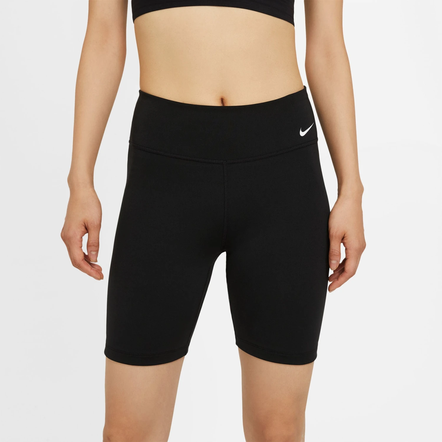 Women's Nike One Mid-Rise 7" Short - Black/White 3 Women's Nike One Mid-Rise 7" Short - Black/White - Image 3
