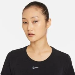 Women's Nike Dri-FIT One Luxe Short Sleeve Top - Black/Reflective Silver -Elara Wear Shop DD0618 010 PHSYM001 JPG HEI 875 WID 875 1