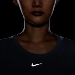 Women's Nike Dri-FIT One Luxe Short Sleeve Top - Black/Reflective Silver -Elara Wear Shop DD0618 010 PHSYM004 JPG HEI 875 WID 875 1