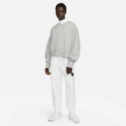 Nike Women's Fleece Oversized Crew - Dark Grey Heather/Sail -Elara Wear Shop DQ5761 063 PHSYM002