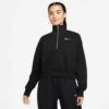 Nike Women's Fleece Quarter Zip Crop - Black/Sail
