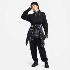 Nike Women's Fleece Quarter Zip Crop - Black/Sail -Elara Wear Shop DQ5767 010 PHSYM005