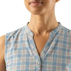 Women's High Country Sleeveless Shirt - All Aboard Plaid -Elara Wear Shop DSC00252 5000x dddb89cf 1346 4a07 ba9c 793c4c4bc5f8