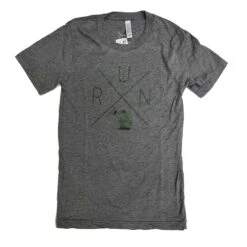 Unisex RUN X Mitten Triblend Short Sleeve Tee - Grey/Hunter Green
