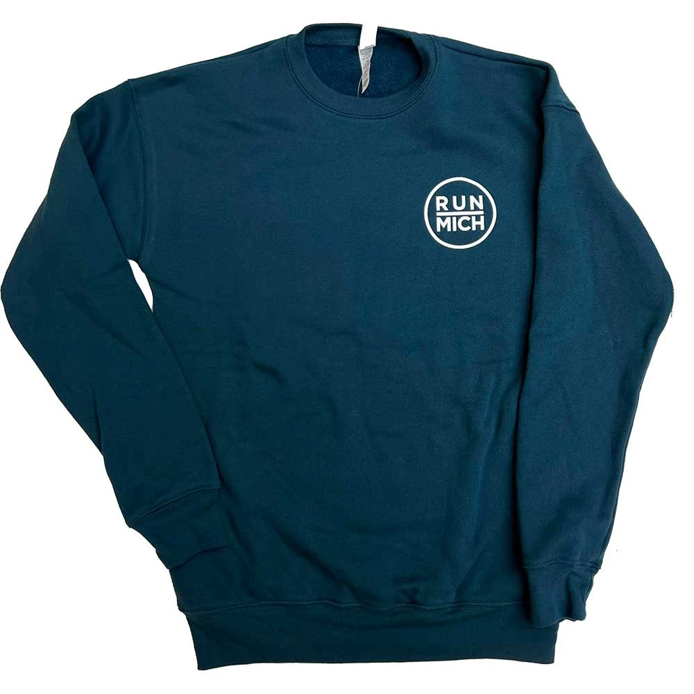 Unisex RUN MICH Sponge Fleece Drop Shoulder Sweatshirt - Atlantic/White 1 Unisex RUN MICH Sponge Fleece Drop Shoulder Sweatshirt - Atlantic/White