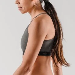 Women's Strappy Pocket Bra - Charcoal -Elara Wear Shop RW225 4 3