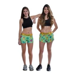 Women's Green Llamas 1.5" Split Short - Green Llamas -Elara Wear Shop chicknlegs womens green llamas split running shorts group shot 873a1b2f 081b 4c2a a42f 3544260568c9