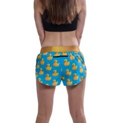 Women's Rubber Ducky 1.5" Split Short - Rubber Ducky 9 Women's Rubber Ducky 1.5" Split Short - Rubber Ducky -Elara Wear Shop chicknlegs womens rubber ducky 1.5 inch split running shorts back