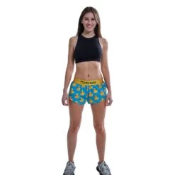 Women's Rubber Ducky 1.5" Split Short - Rubber Ducky 8 Women's Rubber Ducky 1.5" Split Short - Rubber Ducky -Elara Wear Shop chicknlegs womens rubber ducky 1.5 inch split running shorts full body