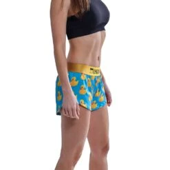 Women's Rubber Ducky 1.5" Split Short - Rubber Ducky 7 Women's Rubber Ducky 1.5" Split Short - Rubber Ducky -Elara Wear Shop chicknlegs womens rubber ducky 1.5 inch split running shorts side