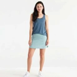 Women's Bamboo Motion Racerback Tank - Slate Blue -Elara Wear Shop motion racerback slate blue women 3