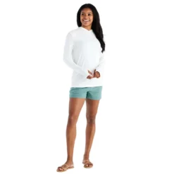 Women's Bamboo Shade Hoodie II- Bright White -Elara Wear Shop shade hoody ii bright white women 3