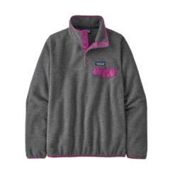 Patagonia Women's Lightweight Synchilla Snap-T Pullover - Nickel W/Amaranth Pink